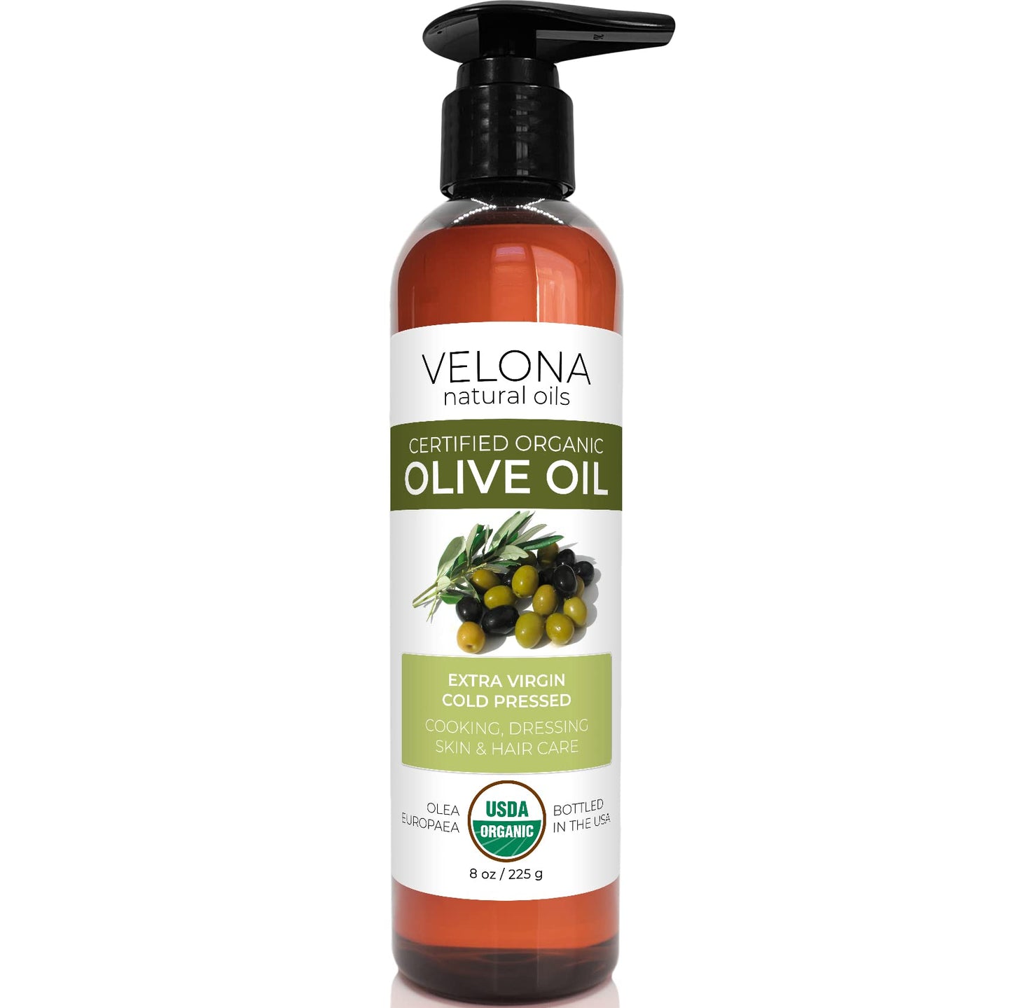 Velona Usda Certified Organic Olive Oil - 8 Oz | 100% Pure And Natural Carrier Oil | Extra Virgin, Unrefined, Cold Pressed | Coo
