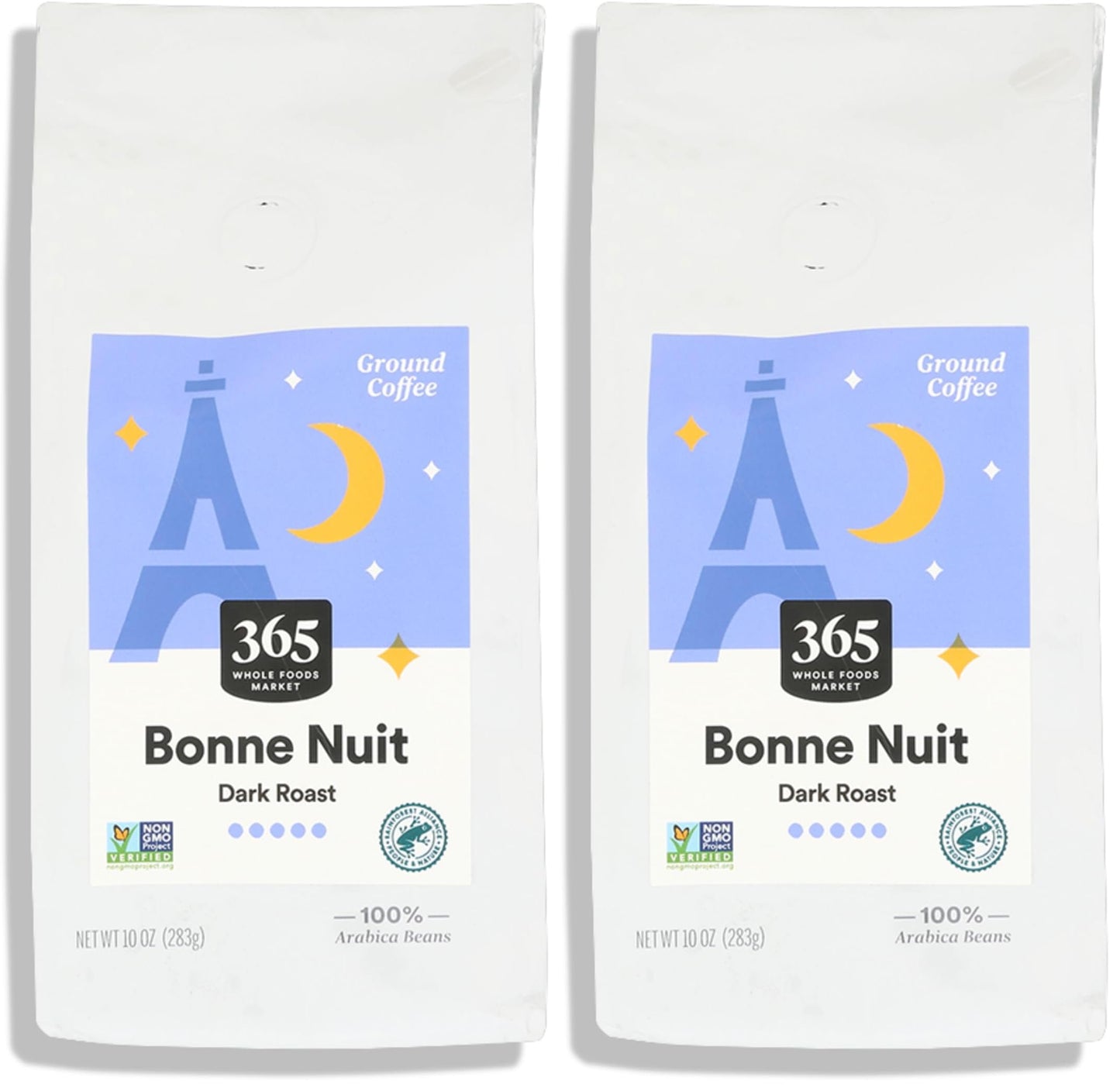 365 by Whole Foods Market, Coffee French Roast Bonne Nuit Ground, 10 Ounce (Pack of 2)