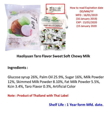 WitnyStore Haoliyuan Taro Flavor Milk Candy, Soft Chewy, 100 Pieces (13.4 oz) - Sweet Treats for Candy Lovers