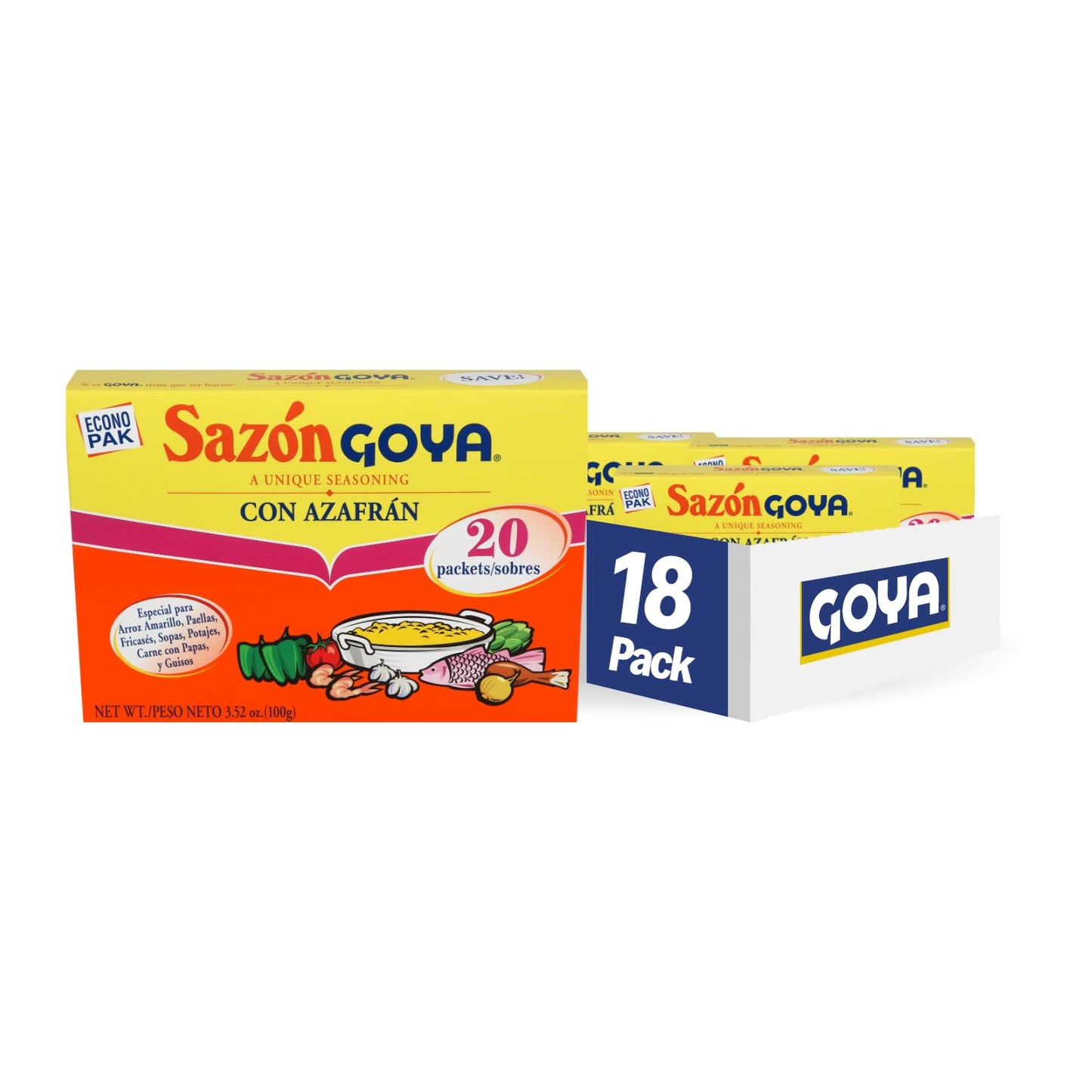 Goya Foods Saz n Seasoning with Azafran, 3.52 Ounce (Pack of 18)