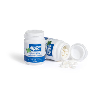 Epic Xylitol Mints - Sugar Free & Aspartame Free Mints Sweetened w/Xylitol for Dry Mouth & Gum Health (Peppermint, 180-Piece Bot