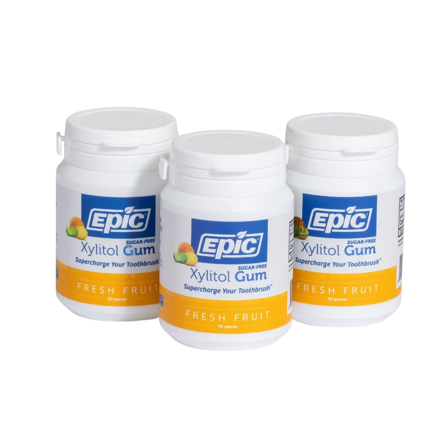 Epic Gum - Aspartame Free 100% Xylitol - Chewing Gum Sugar Free Gum - Fresh Fruit Flavored, 50 Pieces (Pack Of 3)