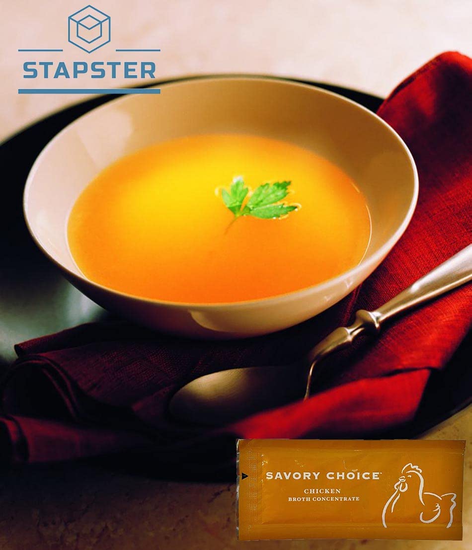 Stapster Savory Choice Reduced Sodium Beef Broth And Chicken Broth Concentrate 9.6 G - Meat Tastes Bundle Of 40 Pcs - 20 Pcs Of