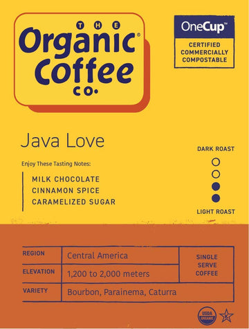 The Organic Coffee Co. Compostable Coffee Pods - Java Love (80 Ct) K Cup Compatible Including Keurig 2.0, Medium Roast, Usda Org
