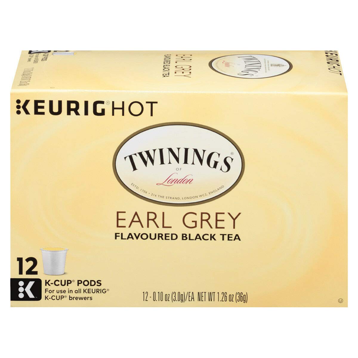 Twinings Earl Grey Flavored Black Tea Capsules for Keurig, 12 Count (Pack of 2), Model 070177513054