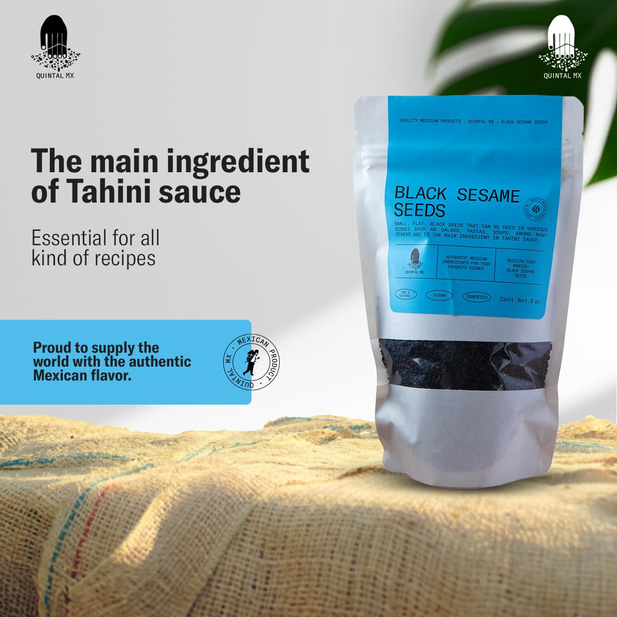 Quintal Mx Premium Quality Black Sesame Seeds - 100% Natural Mexican Sourced Sesame Seeds Whole - Ajonjoli Negro - Gluten Free -