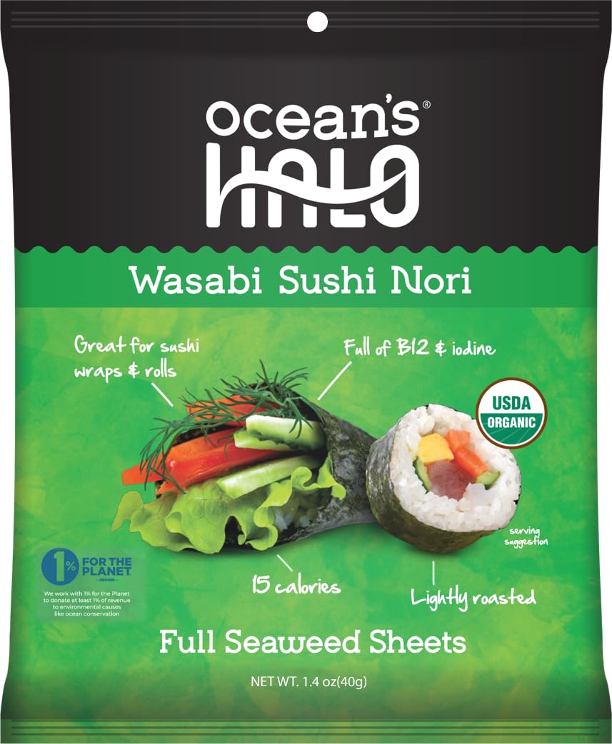 Oceans Halo Organic Wasabi Style Sushi Nori, 1.4 OZ
