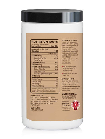 Cacafe Coconut Coffee Unsweetened, Coconut Infused Colombian Coffee, No Added Sugar, Creamy Drink Mix, Make Iced Or Hot, Packed