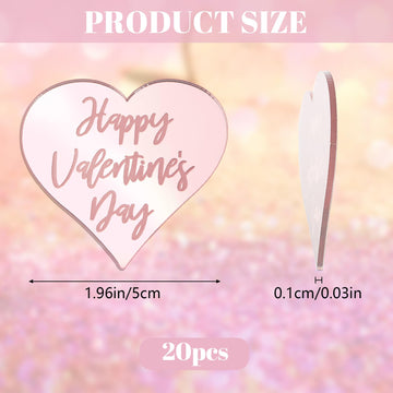 Urroma Happy Valentine'S Day Cupcake Toppers, Rose Gold 20Pcs Sweet Love Theme Valentine'S Day Cupcake For Baby Shower Diy Birth