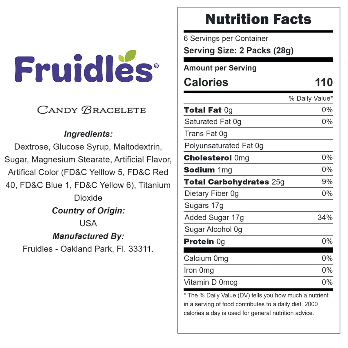 Fruidles Shark Tooth Candy Bracelet, Edible Hard Candy, 48-Pack, Multicolor Fruit-Flavored Party Favors