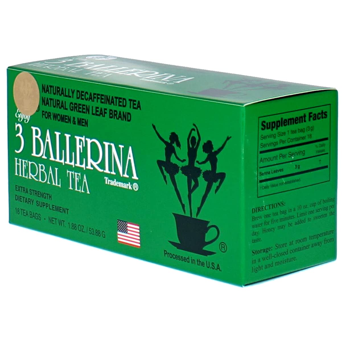3 Ballerina Extra Strength Tea Drink - Herbal Weight Loss & Detox - 20 Tea Bags
