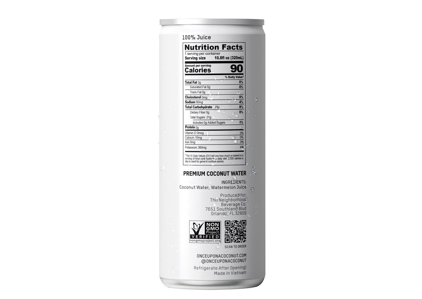 Once Upon a Coconut Watermelon Coconut Water - Natural Hydrating Low Calorie Drink with Electrolytes - 10.8 fl oz (Pack of 12)