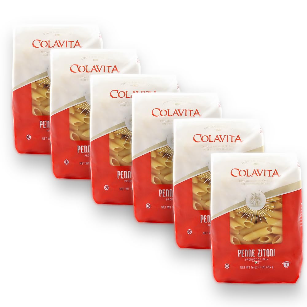 Colavita Penne Zitone Pasta 1lb - Pack of 6 - Authentic Italian Pasta Made with 100% Durum Wheat Semolina - Perfect for Sauces,