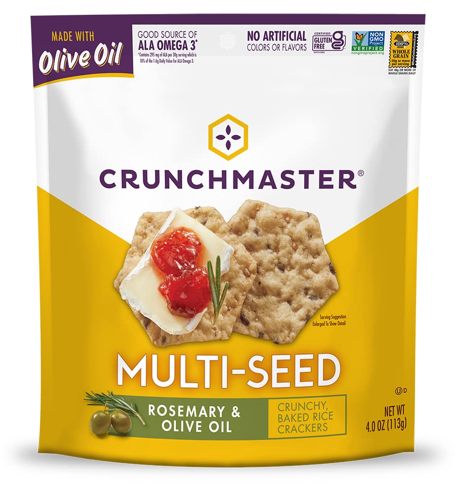 Crunchmaster Multi-Seed Crackers, Rosemary & Olive Oil, 4 Ounce