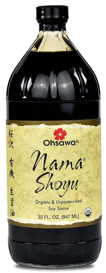 Ohsawa Nama Shoyu, Organic and Aged in 150 Year Cedar Kegs for Extra Flavor - Japanese Soy Sauce, Non-GMO, Vegan, Kosher - 32 oz