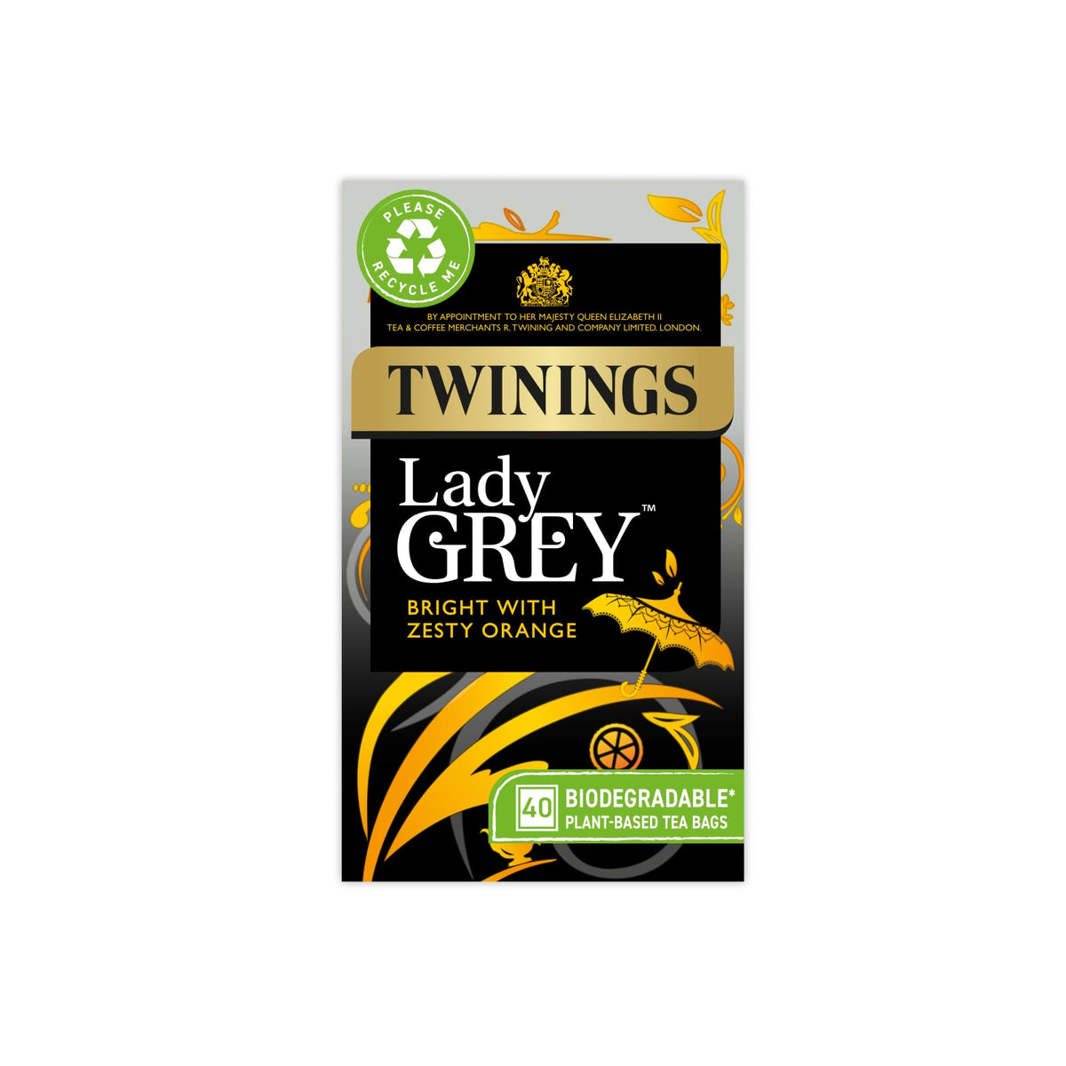 Twinings Lady grey Tea Bright & Refreshing Black Tea with Zesty Orange 40 Biodegradable Tea Bags