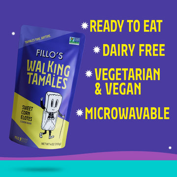 Fillo'S Walking Tamales Sweet Corn Elotes, Pk Of 7, Ready-To-Eat, Delicious, Gluten-Free, Preservative-Free, Vegan Friendly, Mic