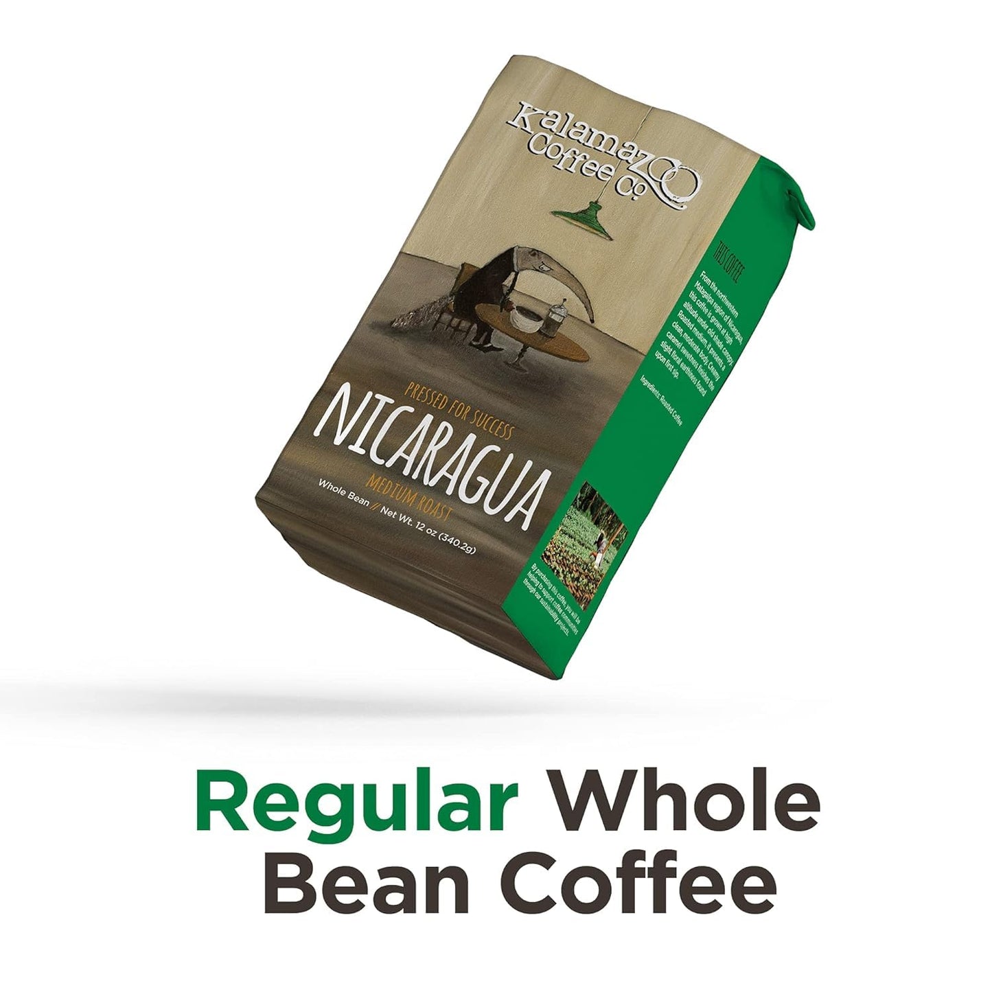 Kalamazoo Coffee Company Nicaragua Whole Bean Coffee - Pressed For Success Medium Roast | 12Oz Bag (1 Pack)