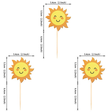 36 Pcs Sun Cupcake Toppers Double Sided Sun Flower Smile Face Cupcake Picks Sunshine Cupcake Decorations For Sun Theme Baby Show