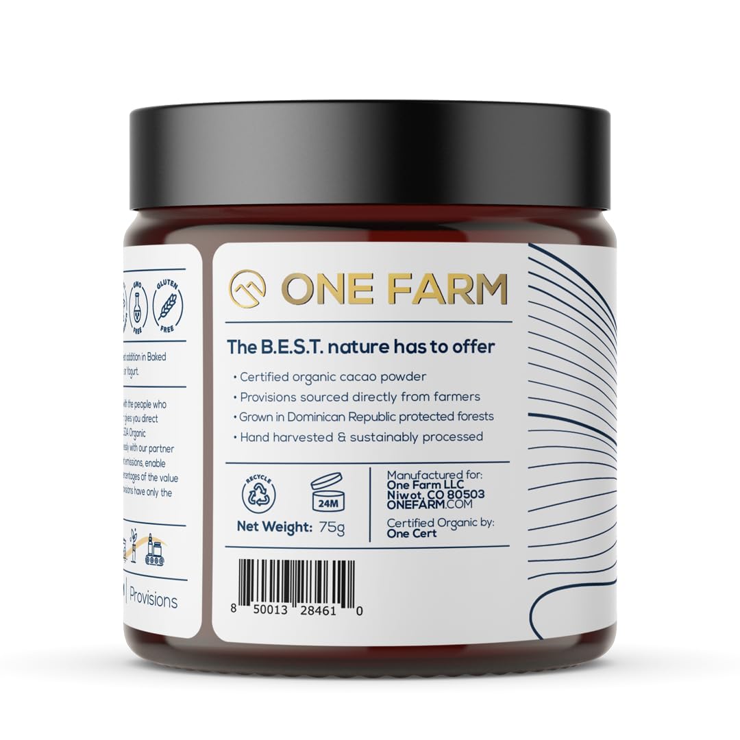 One Farm by WAAYB Organic Cacao, Single Estate, Non-GMO, Fair-Trade, Vegan, Gluten Free, 100% Raw Rizek Cacao in Resealable Bag