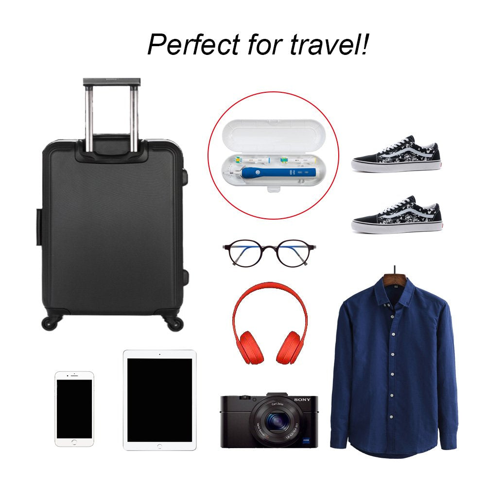Nincha Portable Replacement Plastic Electric Toothbrush Travel Case For Oral-B Pro Series (White)