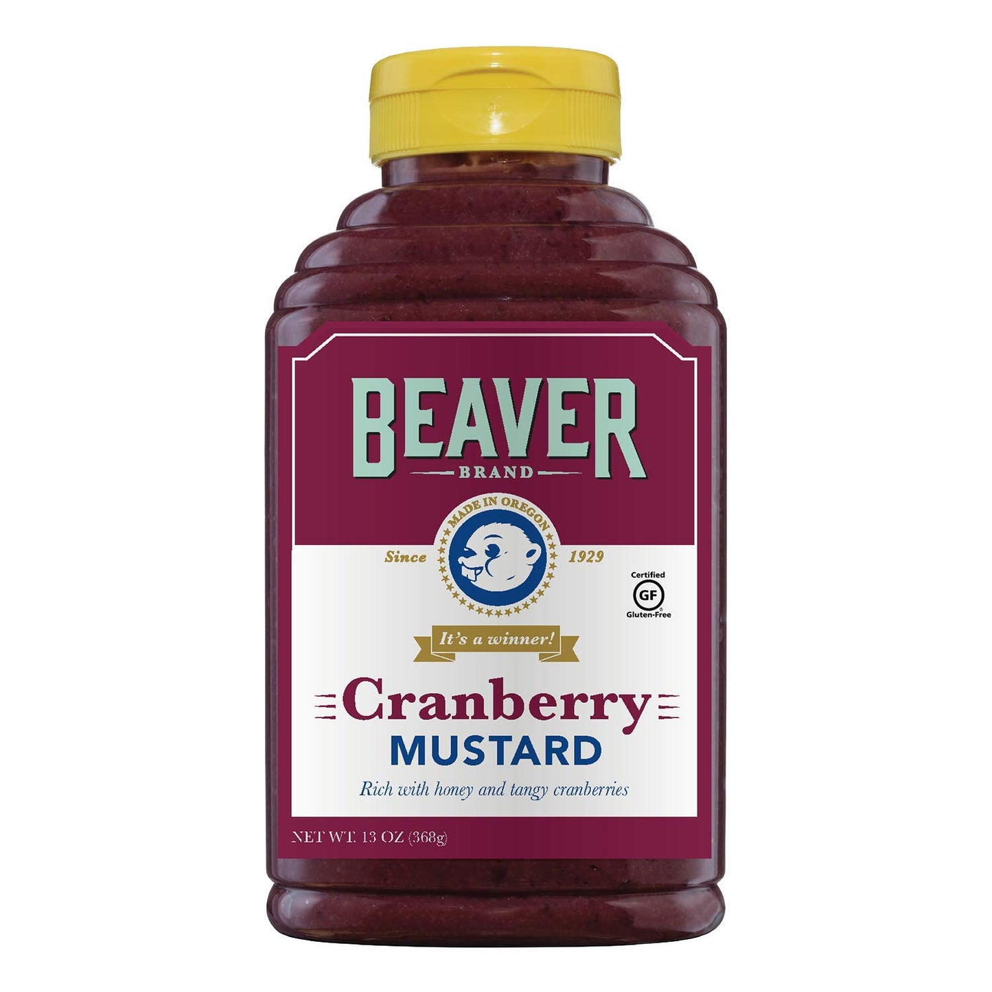 Beaver Cranberry Mustard, 13 Ounce Squeeze Bottle (Pack Of 6)