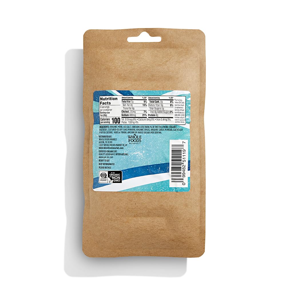 WHOLE FOODS MARKET Organic Sliced Soppressata, 3 OZ