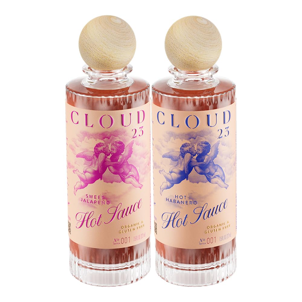 Cloud23 Hot Sauce Variety Pack, Hot Habanero & Sweet Jalapeno, Organic, Non-GMO, 7.5 Fl Oz (Pack of 2)