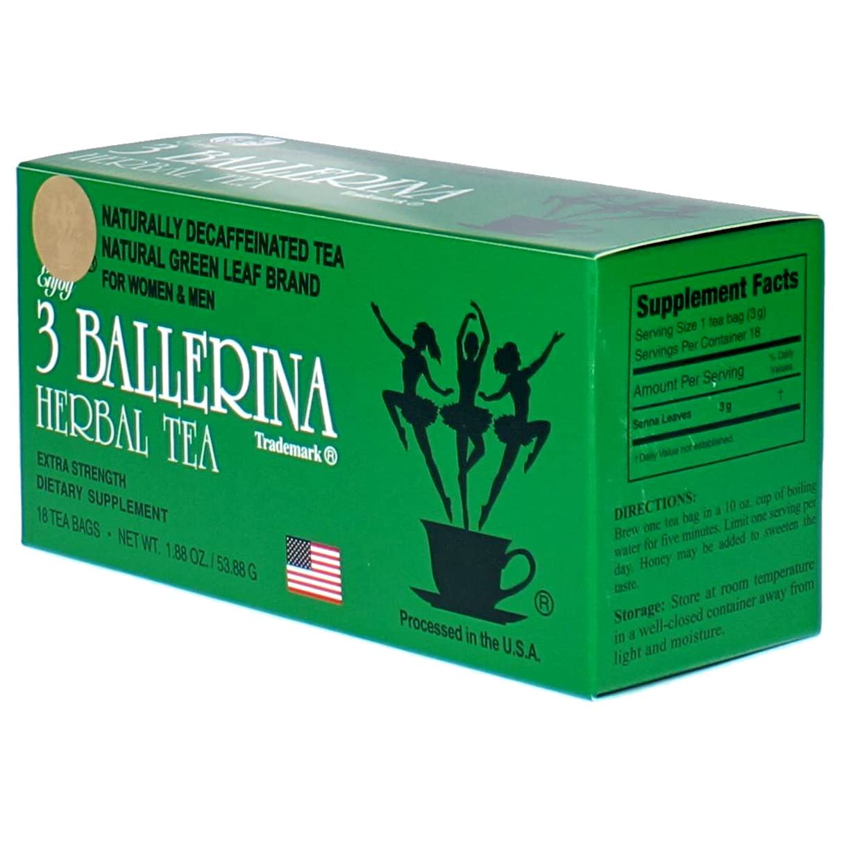 3 Ballerina Extra Strength Tea Drink, 18 Count (Pack of 2) - Herbal Detox & Wellness Support