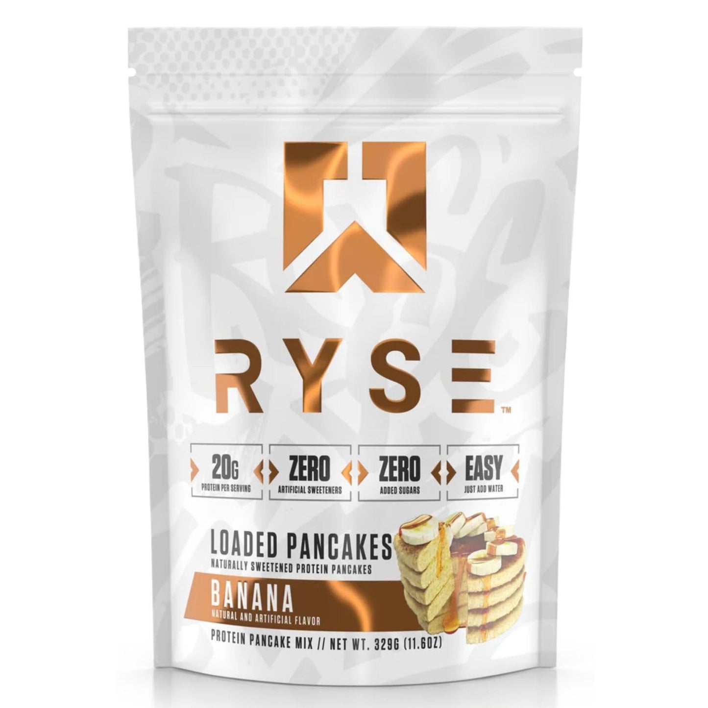 RYSE Loaded Protein Pancake & Waffle Mix - Banana - Naturally Sweetened Breakfast with 21g Protein, 3g MCTs and 2g Fiber - No Ad