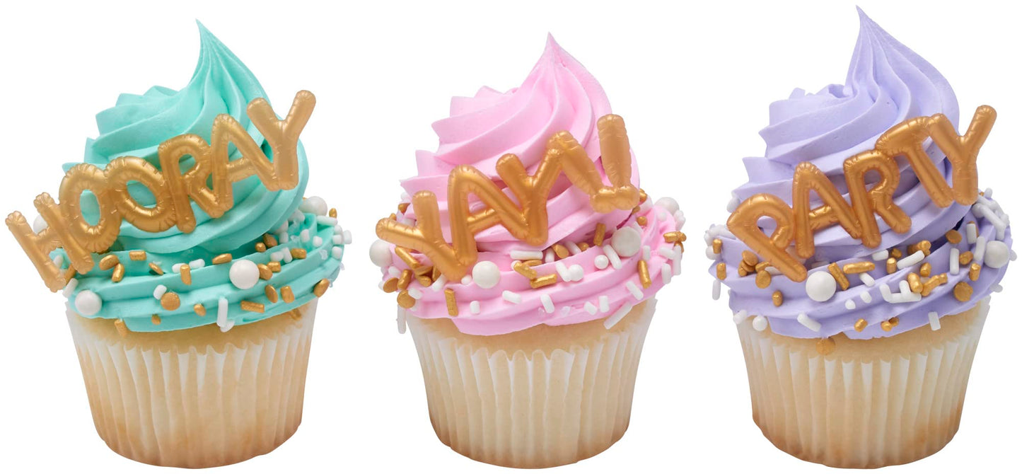 DecoPac Gold Celebration Wishes Fusion Mix Sprinkles 26oz Shaped Candy Sprinkles in Handheld Container Edible Decorations For Celebration Cakes Cupcakes Cookies and Donuts