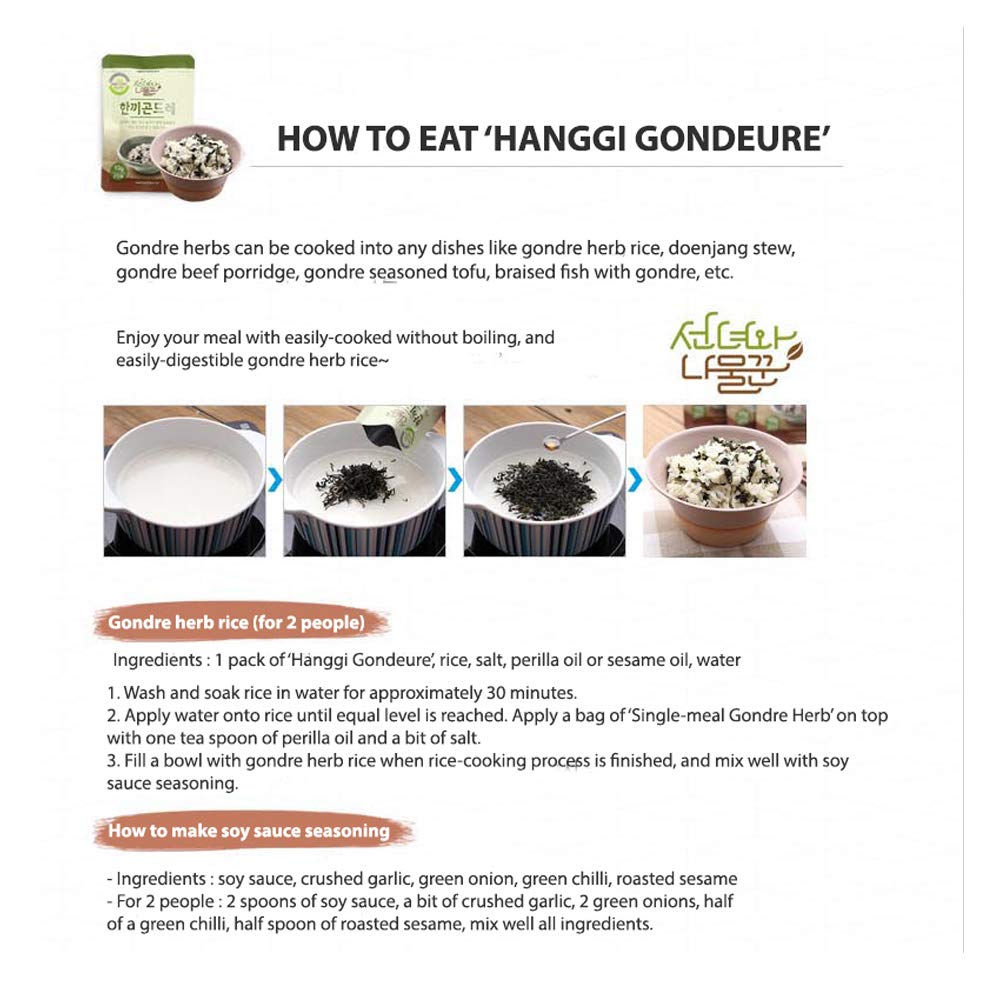 Pyeongchang Hanggi Gondre Namul For Bibimbap With Rich Flavor, Dried Topping Vegetables For Rice Cooking, Korean Food Rice Recip