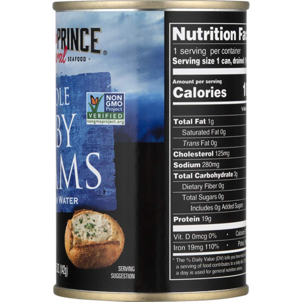 Crown Prince Natural Boiled Baby Clams In Water, 10-Ounce Cans (Pack Of 12)