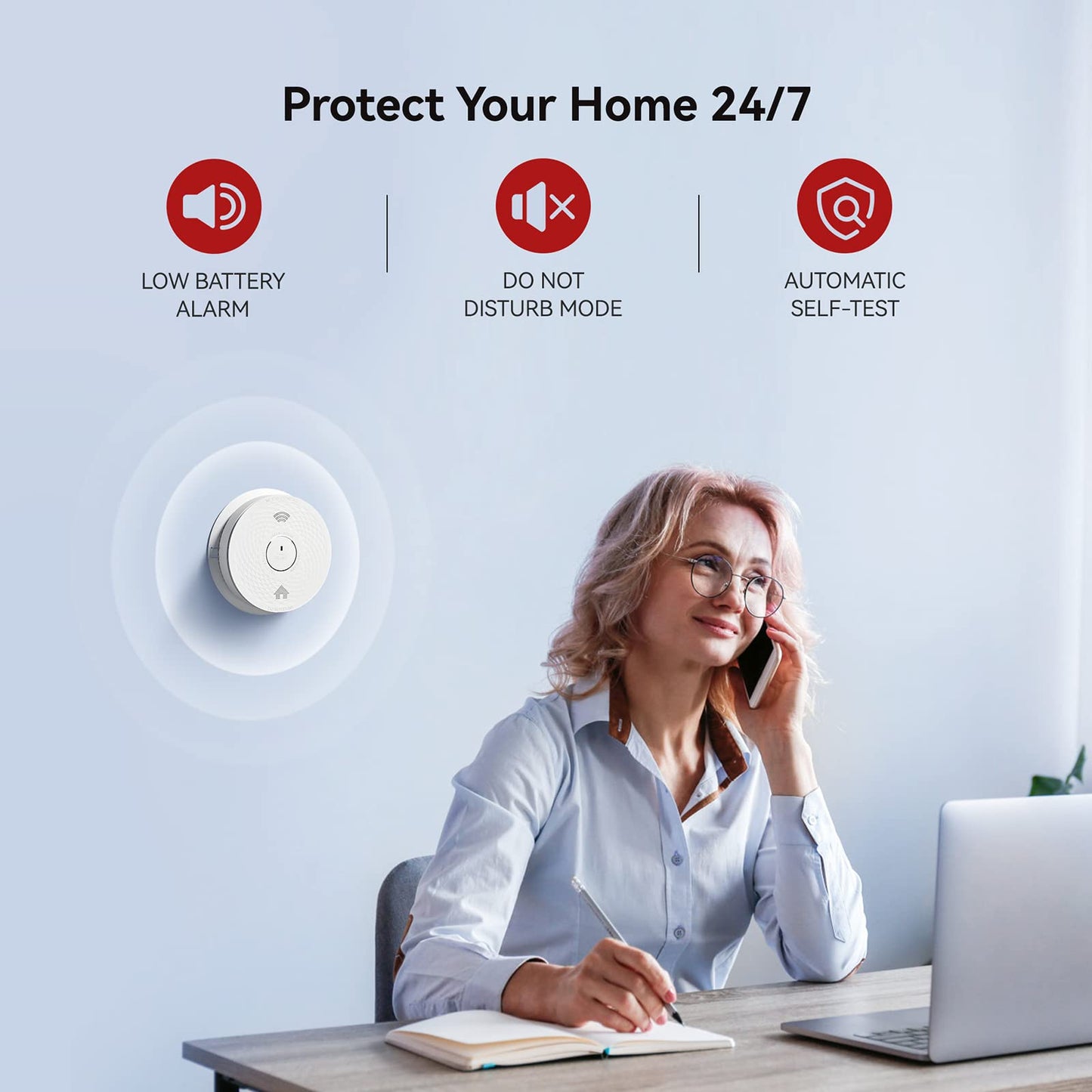 Siterlink Smoke And Carbon Monoxide Detector Combo With Voice Alert, Dual Sensor Fire And Co Alarm With Led Light And Test Butto