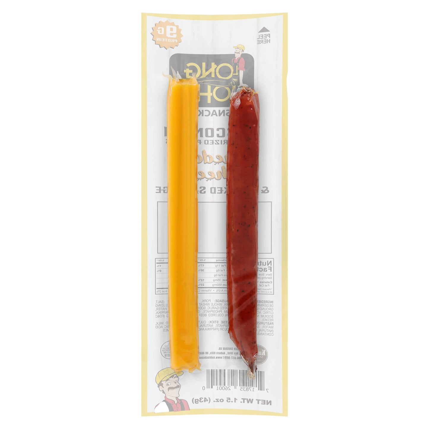Long John Snacks Meat and Cheese Sticks - Original Smoked Sausage & Cheddar Cheese - 12 Pack - 1.5 oz - Low Carb, High Protein