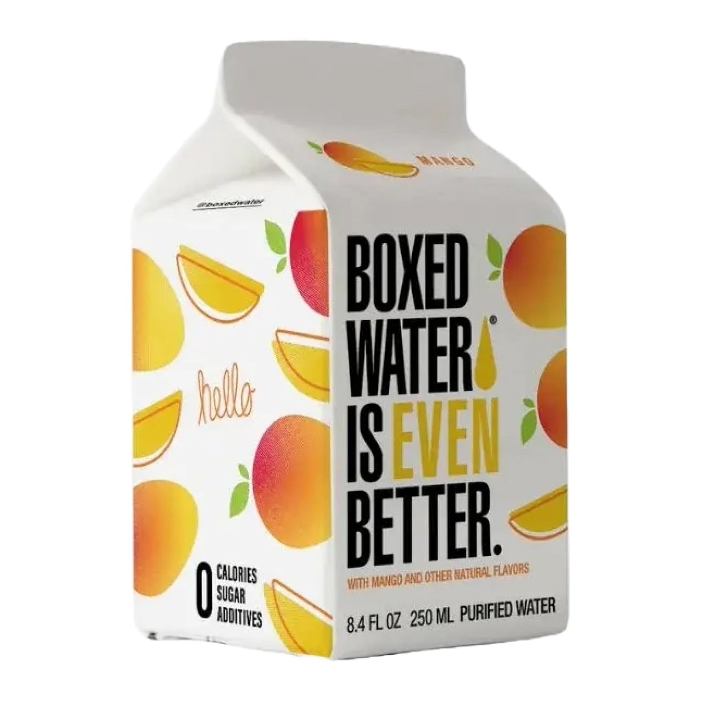 Mango Boxed Water 8.5 Oz. (24 Pack) - Playter Than Top-Grade Plastic Bpa-Free Refillable Cartons Sustainable Alternative Mini Carton For Kids Lunchbox Ready