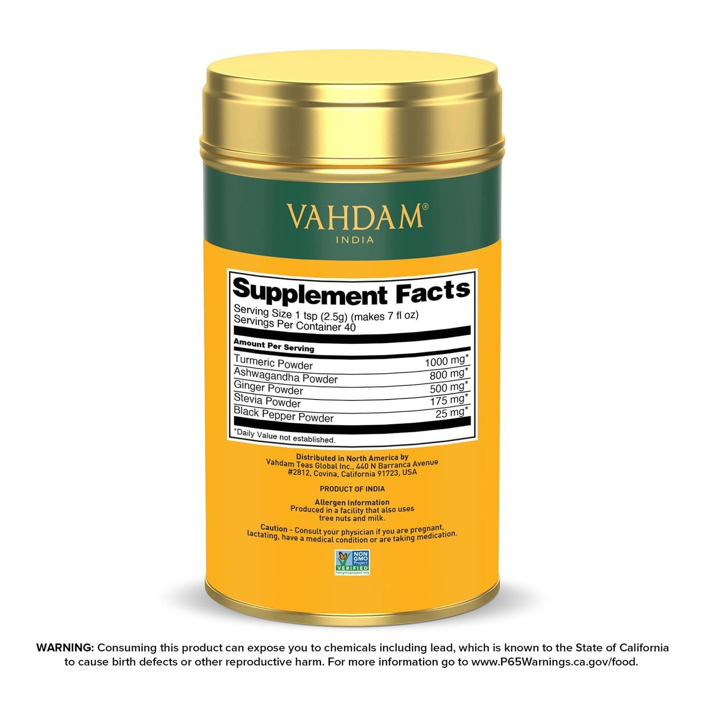Vahdam, Turmeric Ashwagandha - Ashwagandha With Turmeric, Ginger & Black Pepper | Non-Gmo & Gluten Free | Herbal Nutrition Product - 40 Servings