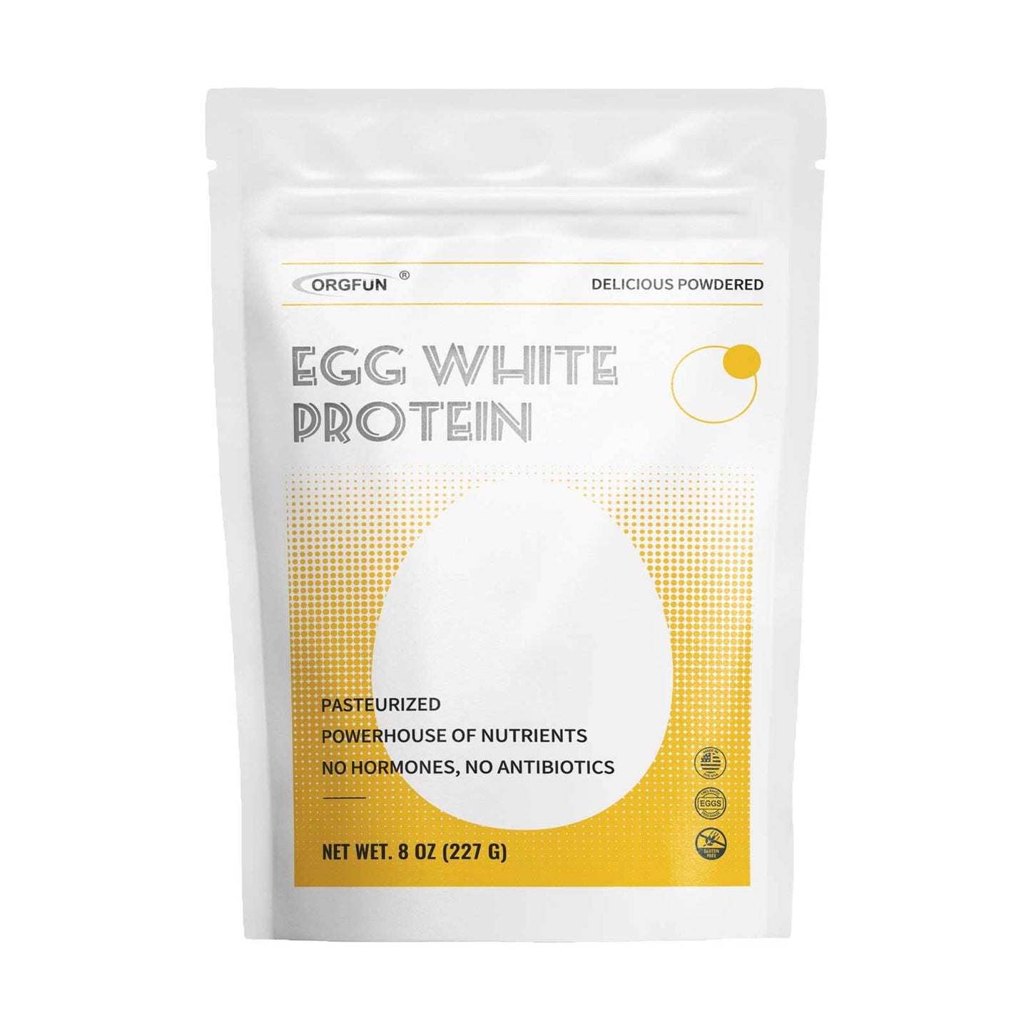 ORGFUN Egg White Powder 8 Oz, Pasteurized Egg White Powder, Gluten-Free, Non-GMO, Made in USA