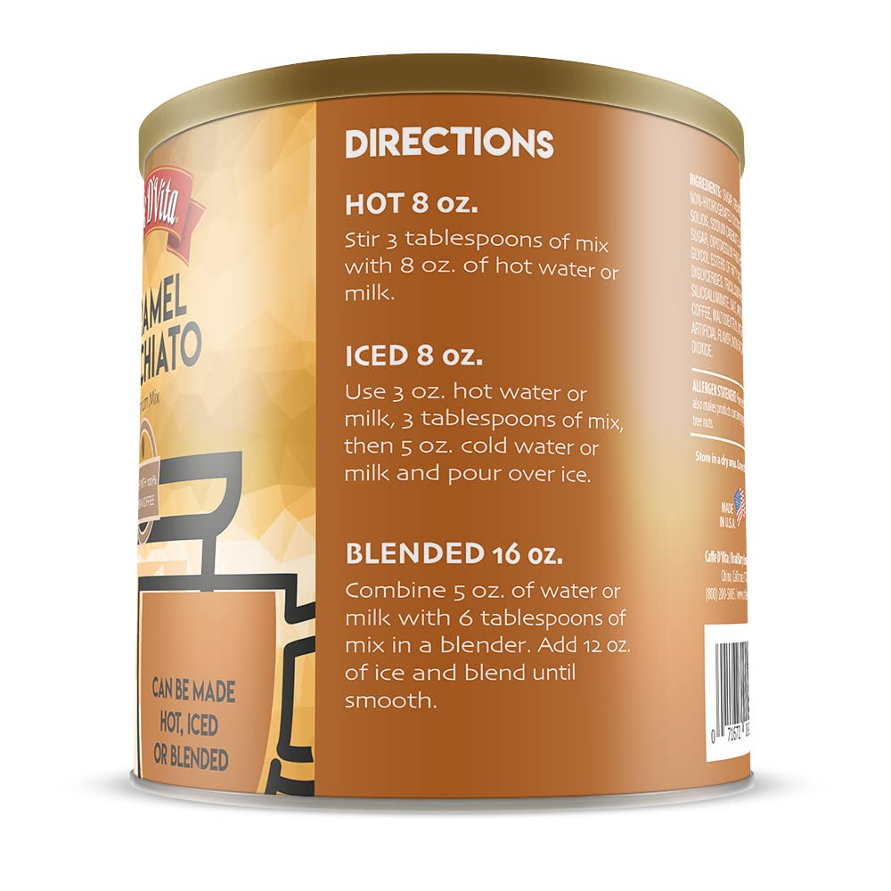 Caffe DVita Caramel Macchiato Instant Coffee Mix, Gluten Free, 32 Ounce Can