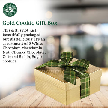 Gold Cookie Gift Box: Fresh Baked Gourmet Assortment - 9 Delicious Cookies For Birthdays, Thank You, Corporate Gifts