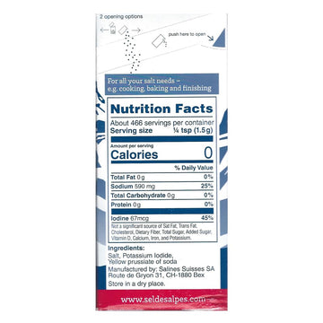 SEL DES ALPES IODIZED FINE SALT 24.7 OZ (1.5 LB) 700 G