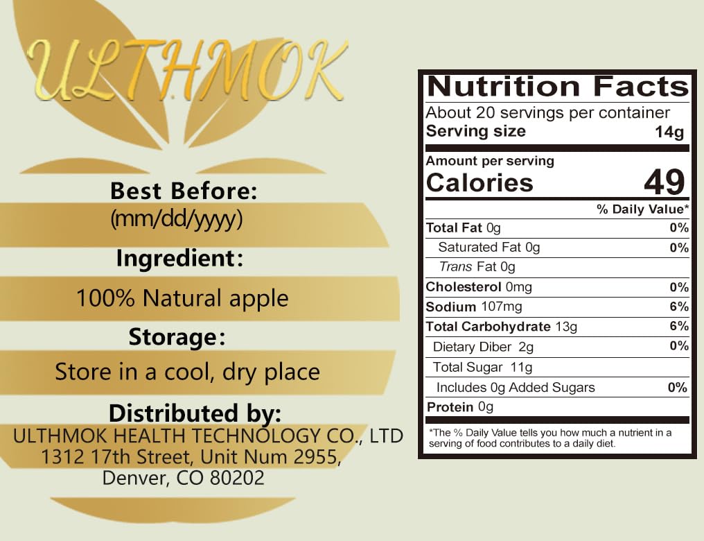 Premium Dried Diced Apples,10 Oz /283g,1 Ingredient Made with 100% Natural Apple, No Sugar Added Dehydrated Apple, No Additives