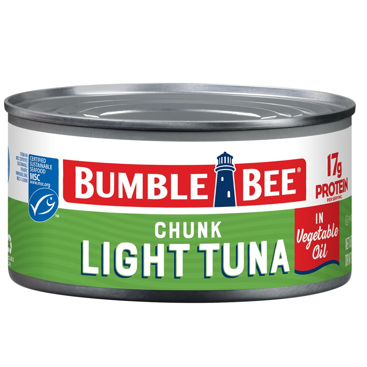 Bumble Bee Chunk Light Tuna In Oil, 12 Oz Can - Wild Caught Skipjack Tuna - 17G Protein Per Serving - Msc Certified Sustainable Seafood, Non-Gmo, Gluten Free, Kosher