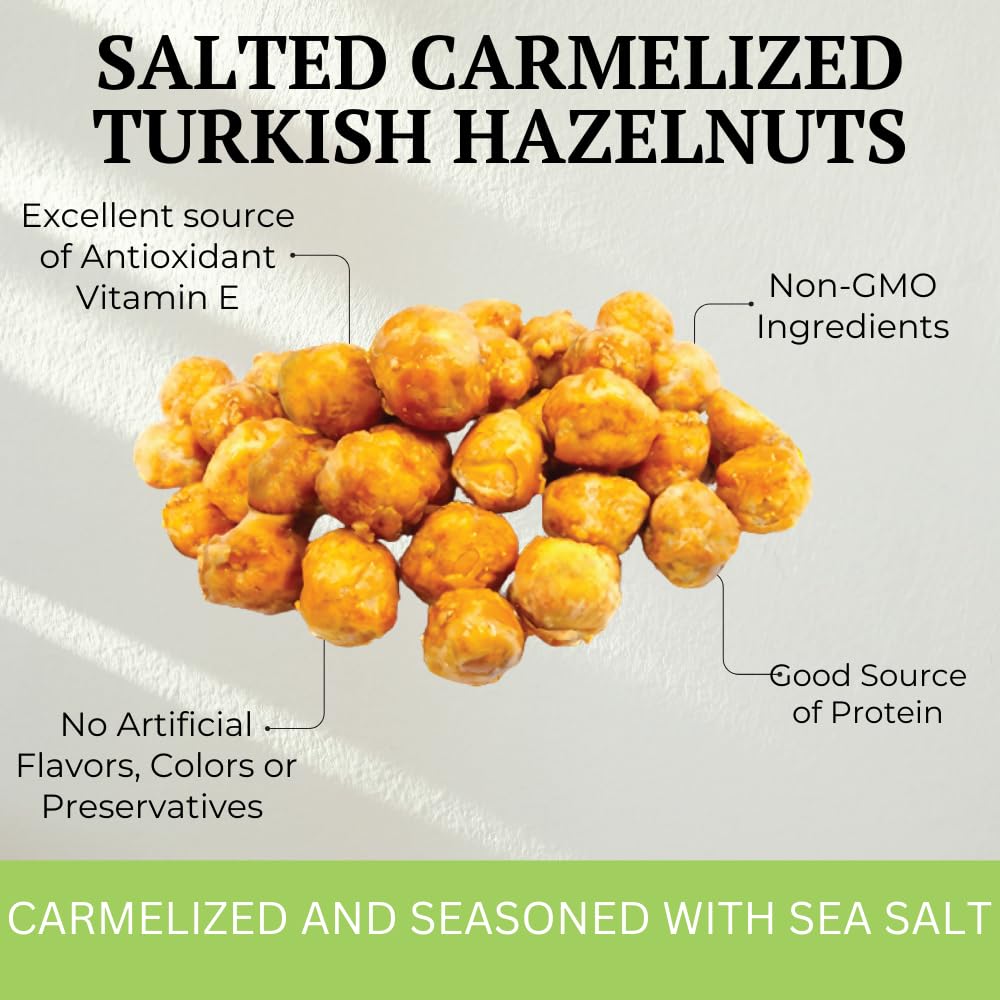 Otto Nuts - Salted Caramelized Turkish Hazelnuts, Non-Gmo Naturally Vegan Snack, Good Source Of Protein | 5 Oz With Resealable B