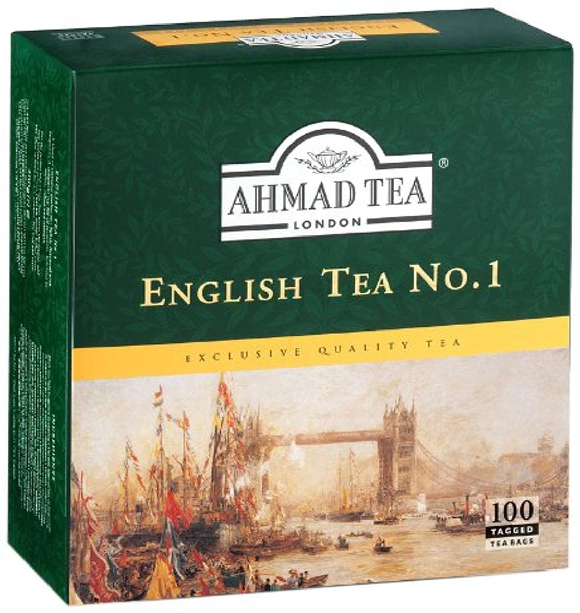 Ahmad Tea Black Tea, English Tea No. 1 Teabags, 100 Ct (Pack Of 24) - Caffeinated And Sugar-Free