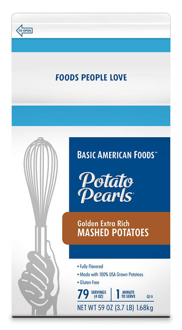 Basic American Foods Gold Extra Rich Mashed Potatoes, Large Size For Food Services And Restaurants, Easy To Prepare, Gluten Free