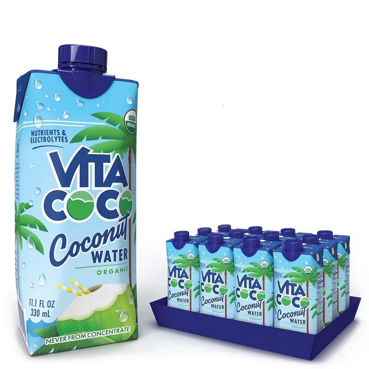 Vita Coco Coconut Water Pure Organic | Naturally Hydrating Electrolyte Drink | Smart Alternative To Coffee Soda And Sports Drinks | Gluten Free | 11.1 Ounce (Pack Of 12)