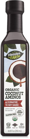 Heaven & Earth Organic Coconut Aminos, 8.4 oz | Soy Free | Paleo Friendly | Low Sodium | Soy Sauce Replacement | Kosher (Includi