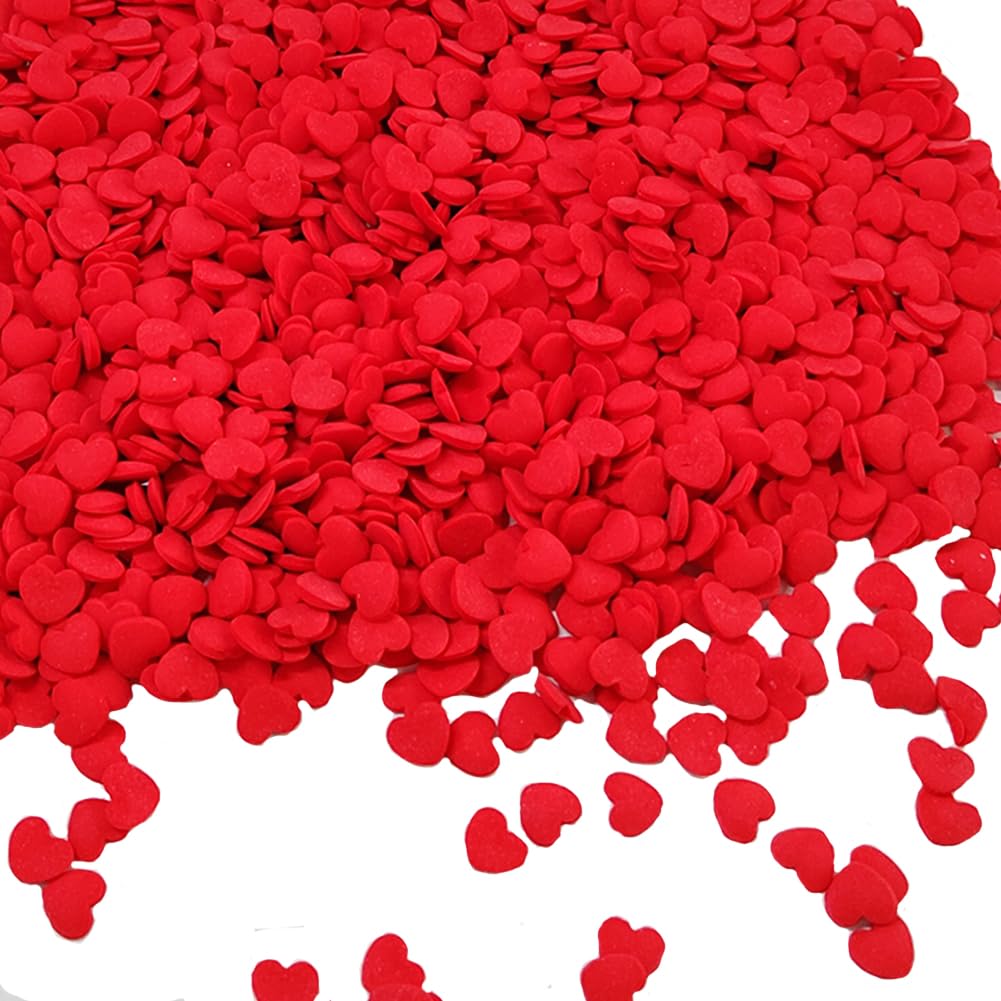 Homankit Valentine'S Day Red Hearts Sprinkles Edible Baking Cupcake Cake Decoration Cookie Ice Cream Donut Decorating 2.82 Ounces