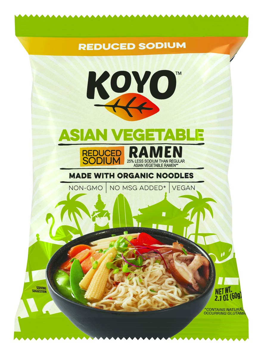 Koyo Ramen Soup, Asian Vegetable Reduced Sodium, Made With Organic Noodles, No MSG, No Preservatives, Vegan, 2.1 Ounce Per Packa